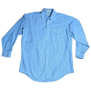 L.L. Bean Men's 15 1/2 - 33 Blue Light Wash Denim Button Down Shirt